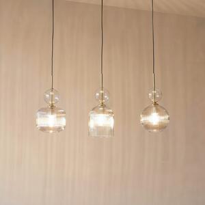 TK Lighting Sophia viseća lampa, 3 žarulje, 65 cm, kestenjasta/crna, E14, prigušiva, Sivo, Dnevni boravak/blagovaonica, Staklo