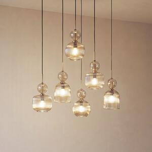 TK Lighting Sophia viseća lampa, 6 žarulja, 65 cm, kognac/crna, E14, prigušiva, Sivo, Dnevni boravak/blagovaonica, Staklo