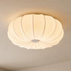 Lindby Marielle stropna svjetiljka, Ø 55 cm, bijela, tkanina, 3x E27, prigušiva, Bijela, Dnevni boravak/blagovaonica, Tkanina / tekstil