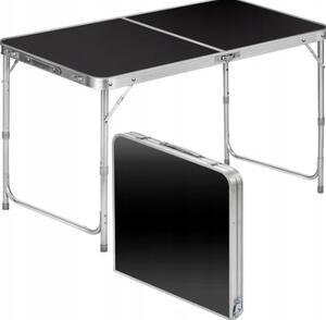 Sklopivi kamperski stol aluminijski crni 120 × 60 cm