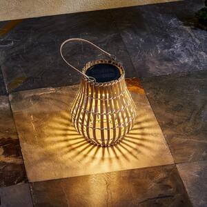 Lindby Amaria LED solarna vrtna svjetiljka, Bambus, Ø 18 cm, prigušiva, Drvo, Bambus