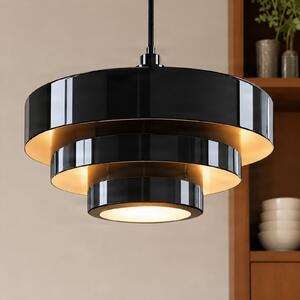 Lindby Tivra viseća lampa, sjajno crna, Ø 35 cm, metal, prigušiva, Crno, Dnevni boravak/blagovaonica, Metal