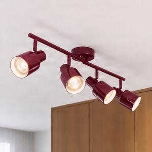 Lindby Ovelia stropna svjetiljka, tamnocrvena, 80 cm, 4-kraka, E27, prigušiva, Crvena, Dnevni boravak/blagovaonica, Metal