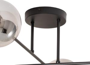 EMIBIG LIGHTING Staklena stropna svjetiljka, crna/grafitna, 75 x cm, s četiri sjenila, prigušiva, Crno, Dnevni boravak/blagovaonica, Staklo