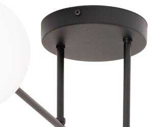 EMIBIG LIGHTING Staklena stropna svjetiljka, crna/opal, 75 x cm, s četiri sjenila, prigušiva, Crno, Dnevni boravak/blagovaonica, Staklo