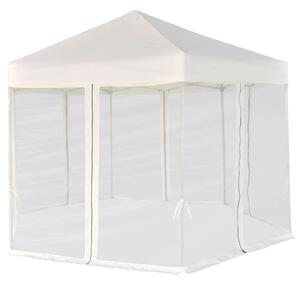 VidaXL Šesterokutni prigodni šator sa 6 zidova krem bijeli 3,6 x 3,1 m