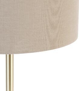 Klasična stolna lampa mesing sa sjenilom svijetlo smeđa 35 cm - Simplo