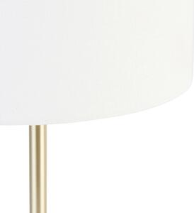 Klasična stolna lampa mesing sa sjenilom bijela 35 cm - Simplo