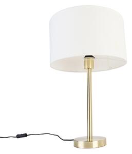 Klasična stolna lampa mesing sa sjenilom bijela 35 cm - Simplo