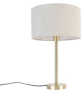 Klasična stolna lampa mesing sa sjenilom svijetlo siva 35 cm - Simplo