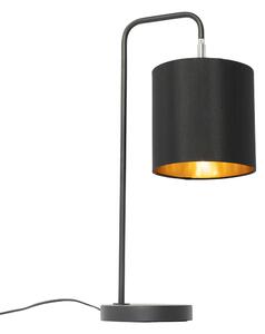 Moderna stolna lampa crna sa zlatnom unutrašnjošću - Lofty