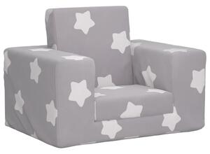 VidaXL Dječji kauč na razvlačenje svjetlosivi sa zvijezdama plišani