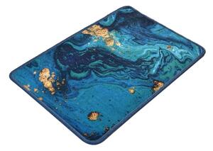 Plava-zlatna kupaonska prostirka 60x40 cm Marbling - Foutastic