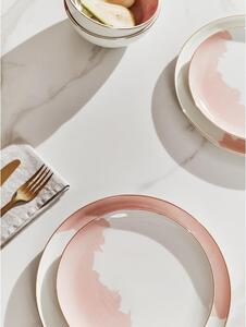 Set od 2 ružičasto-bijela porculanska desertna tanjura Westwing Collection Rosie, ø 21 cm