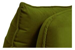Zelena baršunasta kutna garnitura s crnim nogama Kooko Home Lento, desni kut
