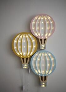 Žuto-bijela stolna lampa od borovine Little Lights Hot Air Baloon, visina 38,5 cm