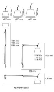 TOLOMEO MEGA STOLNA SVJETILJKA E27 ALUMINIJ KOMPLET 0564010A+0780020A+A004100 AR0564010A+AR0780020A+A004100