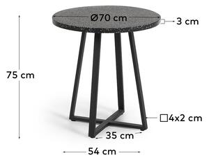 Crni vrtni stol s kamenom pločom Kave Home Tella, ø 70 cm
