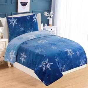 Plava mikroplišana posteljina za krevet za jednu osobu My House Snowflakes, 140 x 200 cm