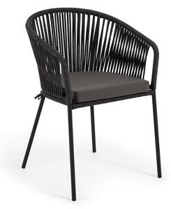 Crna vrtna stolica sa čeličnom konstrukcijom Kave Home Yanet