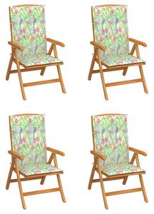 VidaXL Nagibne vrtne stolice s jastucima 4 kom od masivne tikovine