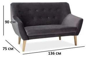 Tamno siva dvosjedna sofa NORDIC VELVET