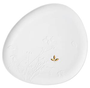 Bijeli porculanski tanjur GOLD LEAF, veliki