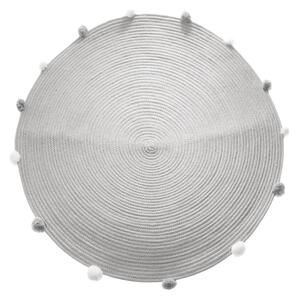 Okrugli sivi tepih s pomponima POMPOME 90 cm