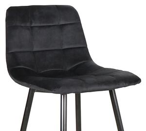 Crna barska stolica MILA VELVET s crnim nogama