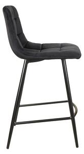 Crna barska stolica MILA VELVET s crnim nogama