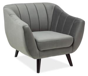 Siva relaxacijska fotelja ELITE 1 VELVET