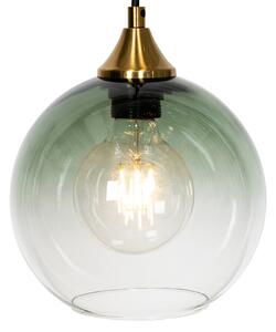Art Deco Viseća svjetiljka od mesinga s plavim staklom okrugla 7-light - Sandra