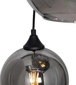 Viseća lampa crna s dimnim staklom okrugla 7 svjetala - Sandra