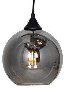 Viseća lampa crna s dimnim staklom okrugla 7 svjetala - Sandra
