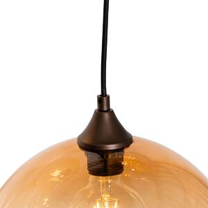 Art deco viseća svjetiljka brončana sa jantarnim staklom 8 svjetla - Sandra