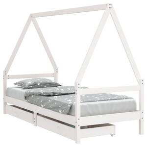 VidaXL Okvir za dječji krevet s ladicama bijeli 90x190 cm od borovine
