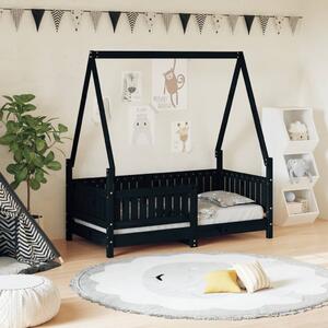VidaXL Okvir za dječji krevet crni 70 x 140 cm od masivne borovine