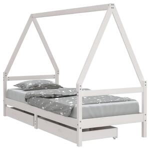 VidaXL Okvir za dječji krevet s ladicama bijeli 90 x 200 cm borovina