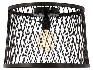 Ruralna stropna svjetiljka crni ratan 40 cm IP44 - Calamus