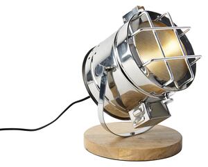 Industrijska stolna svjetiljka od čelika s drvetom, podesiva - Shiny