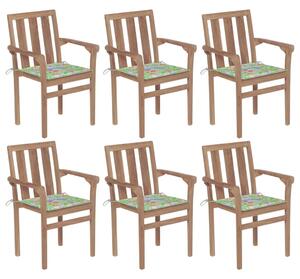 VidaXL Složive vrtne stolice s jastucima 6 kom od masivne tikovine