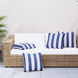 VidaXL Ukrasni jastuci 4 kom plavo-bijeli prugasti 50x50 cm od tkanine