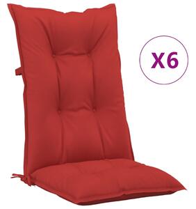 VidaXL Jastuci za vrtne stolice 6 kom crveni 120x50x7 cm od tkanine