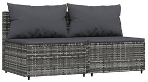 VidaXL Srednje vrtne sofe s jastucima 2 kom sive od poliratana