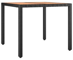 VidaXL Vrtni stol s drvenom pločom crni od poliratana i drva bagrema