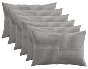 Presvlaka za jastuk 6 pcs ALMELO Svjetlosiva 40 x 60 cm Kord - Svjetlosiva 40 x 60 cm 6