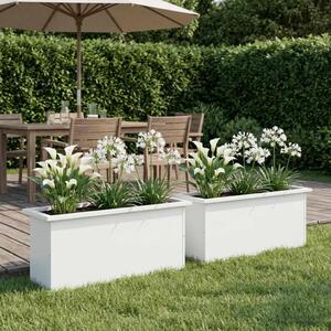 Vrtna posuda za sadnju s LED svjetlom 2 kom. Bijela - Bijela 30 x 100 x 30 cm 2