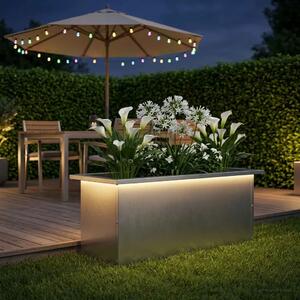 Vrtna posuda za sadnju s LED svjetlom Srebrna 30 x 80 x 30 cm - Nehrđajući čelik 30 x 80 x 30 cm 1