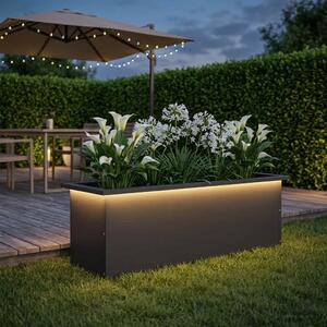Vrtna posuda za sadnju s LED svjetlom Crna 30 x 100 x 30 cm - Crna 30 x 100 x 30 cm 1