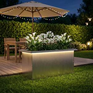 Vrtna posuda za sadnju s LED svjetlom Srebrna 30 x 60 x 30 cm - Nehrđajući čelik 30 x 60 x 30 cm 1